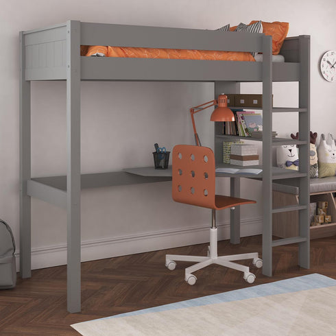 New Classic Highsleeper With Integrated Desk And Shelving Grey